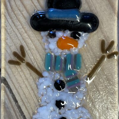 Fused glass christmas decoration made at Kinki Glass Ironbridge Shropshire